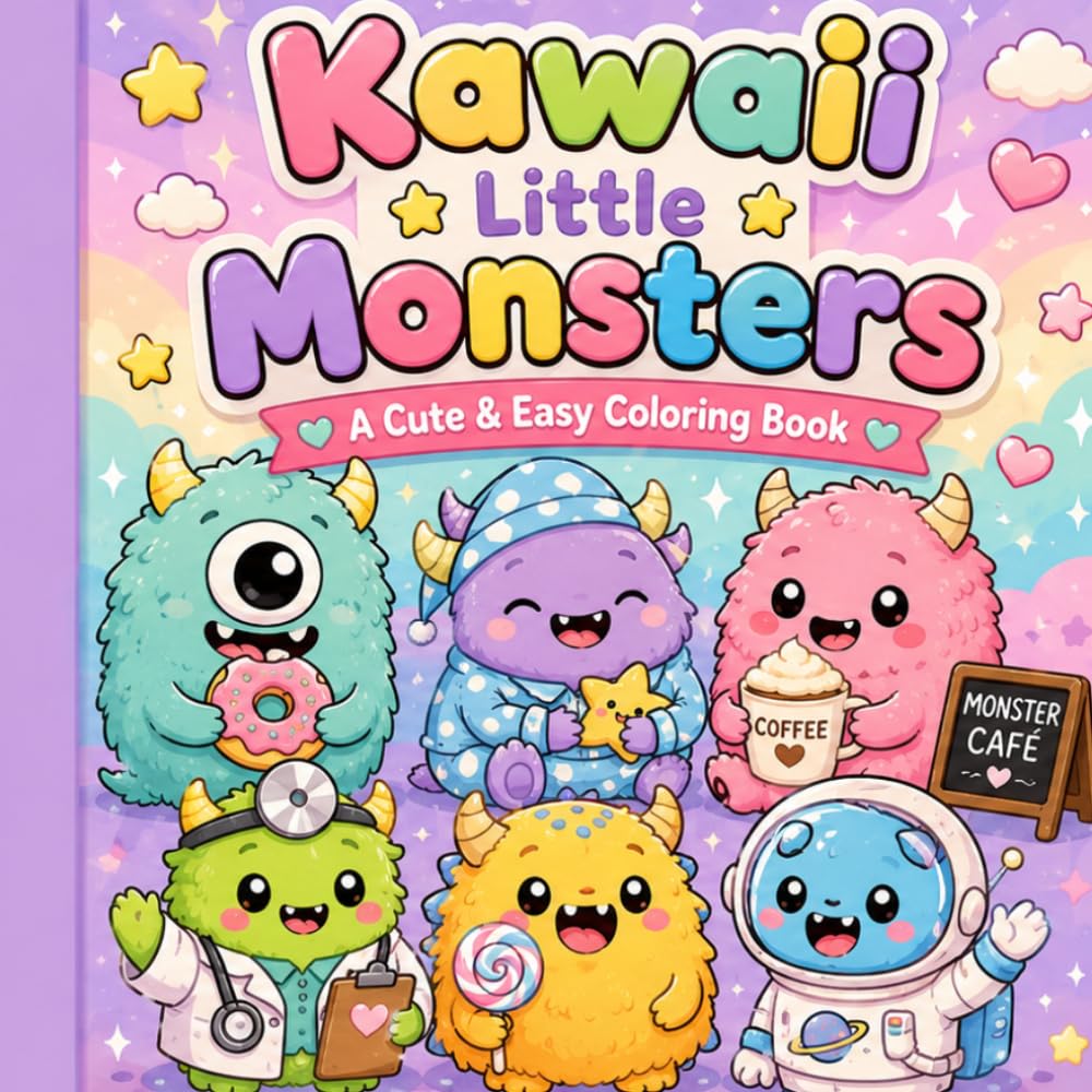 Kawaii Little Monsters: A Cute & Easy Coloring Book