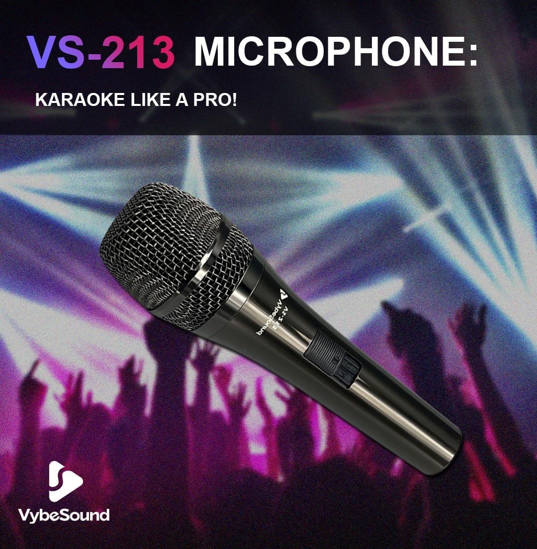 VS-213 Professional Dynamic Vocal Microphone 13ft XLR Cable, On/Off Switch, Noise-Canceling Mic for Karaoke, Singing, Podcasting, Live Stage, and Studio Recording - Image 6