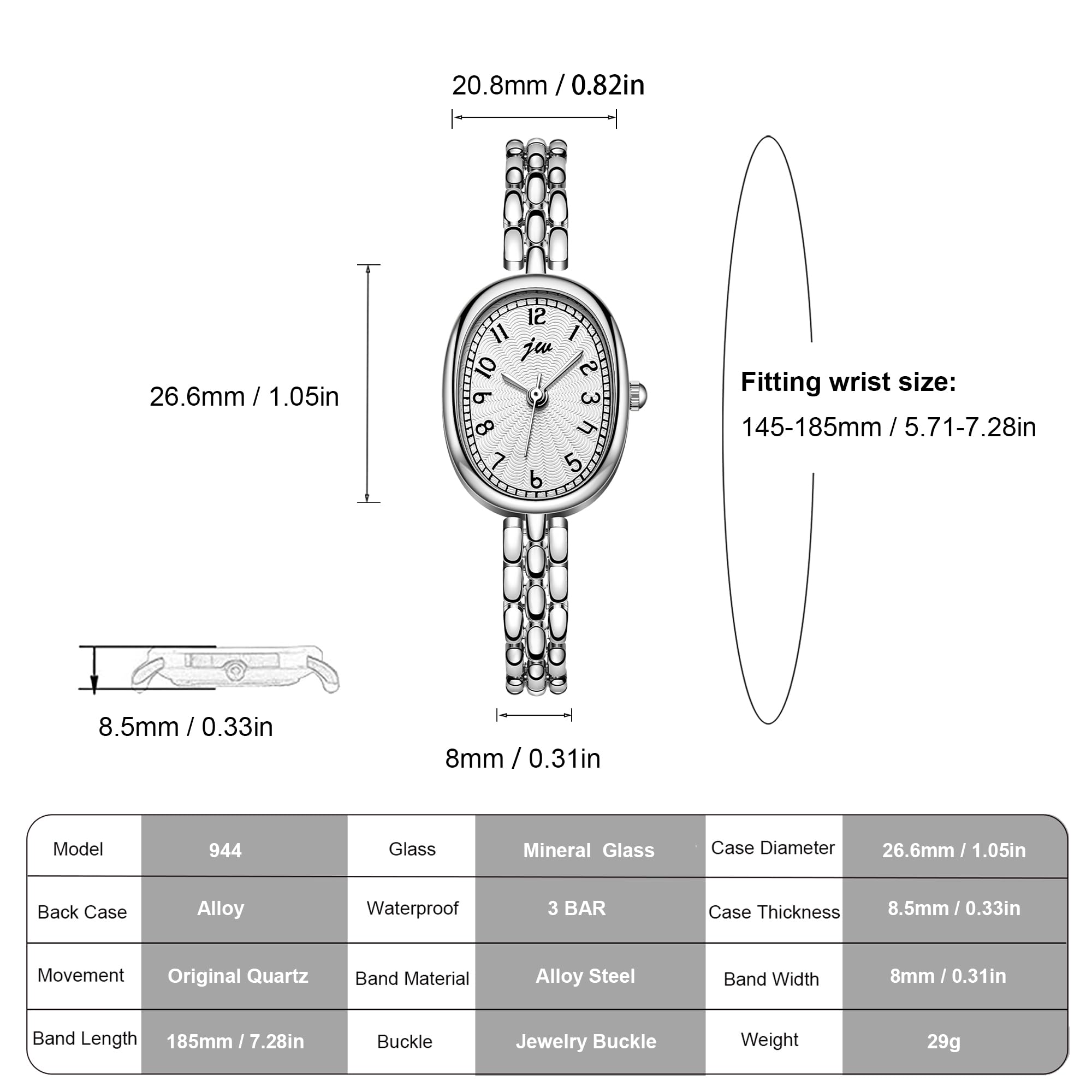 Orologio da polso da donna, dorato, piccolo, ovale, delicato