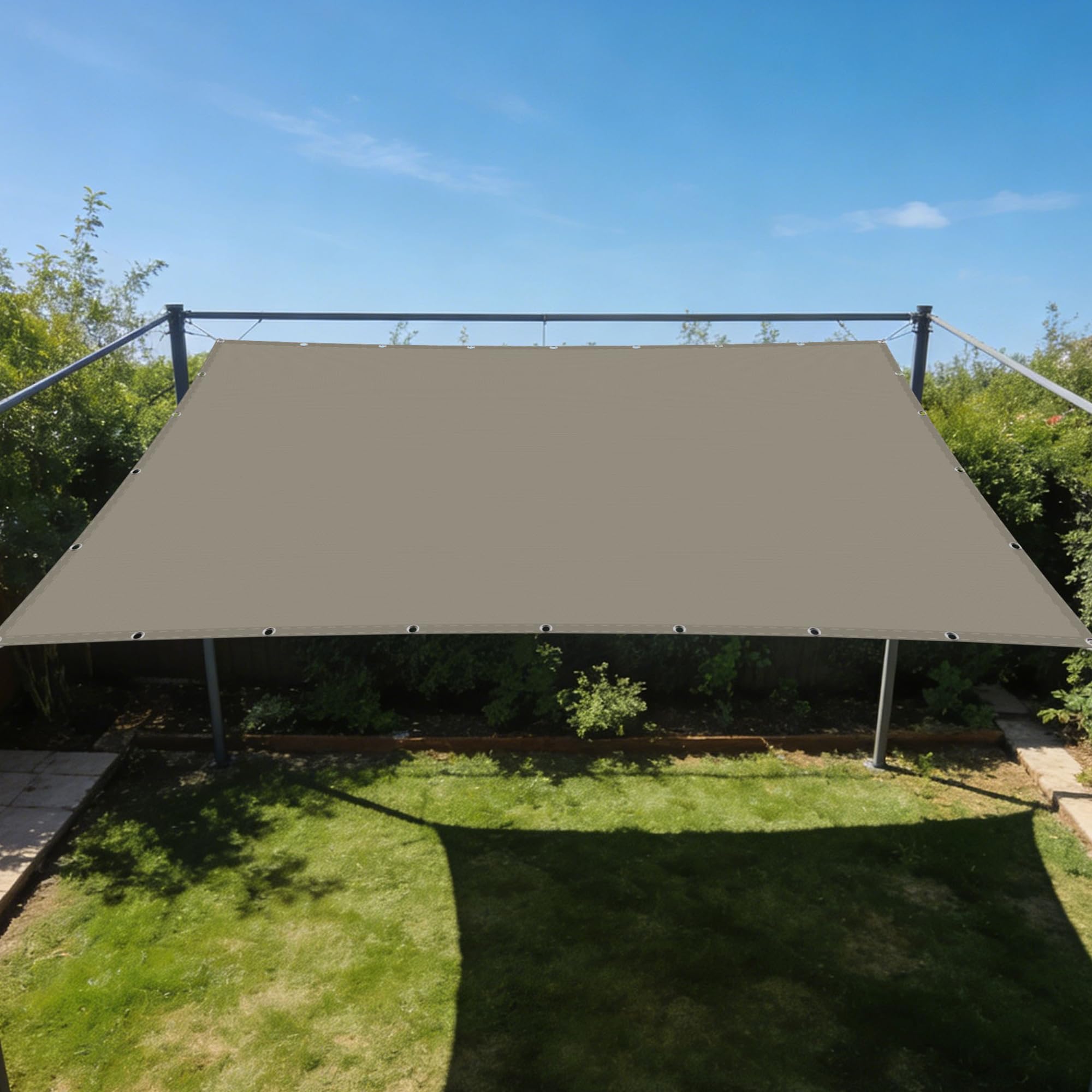 Voile d'ombrage rectangulaire robuste en toile imperméable taupe 80x450 cm pour balcon et jardin