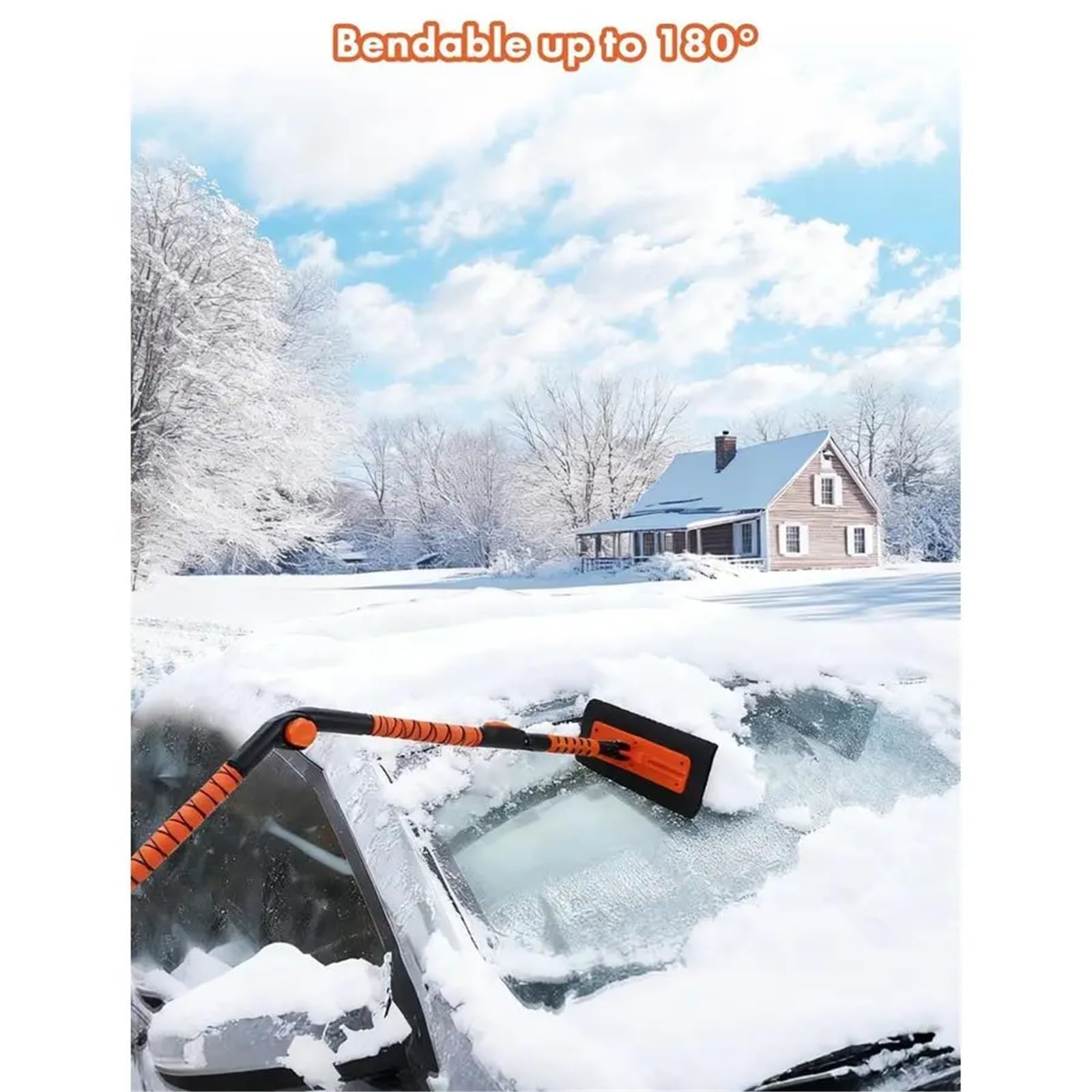 Escoba de nieve extensible de 60 pulgadas y raspador de hielo para coche, cepillo de nieve flexible con cabezal de espuma de 12.2 pulgadas para quitar la nieve del parabrisas de coche, camión, SUV