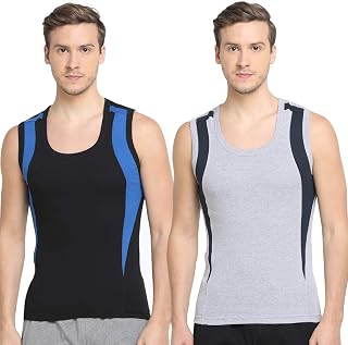 Dixcy Scott Originals Men 100% Combed Cotton Slim Fit Gym Vest (Pack of 2) Price In India