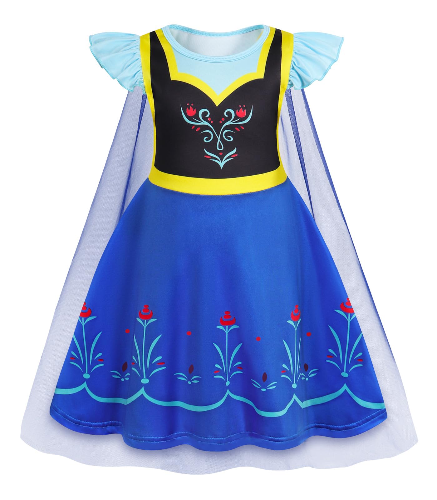 AmzBarley Princess Costume Kids Halloween Dress Up for Girls Toddler Outfit Birthday Party Clothes with Cape 1-10 Years — view 19