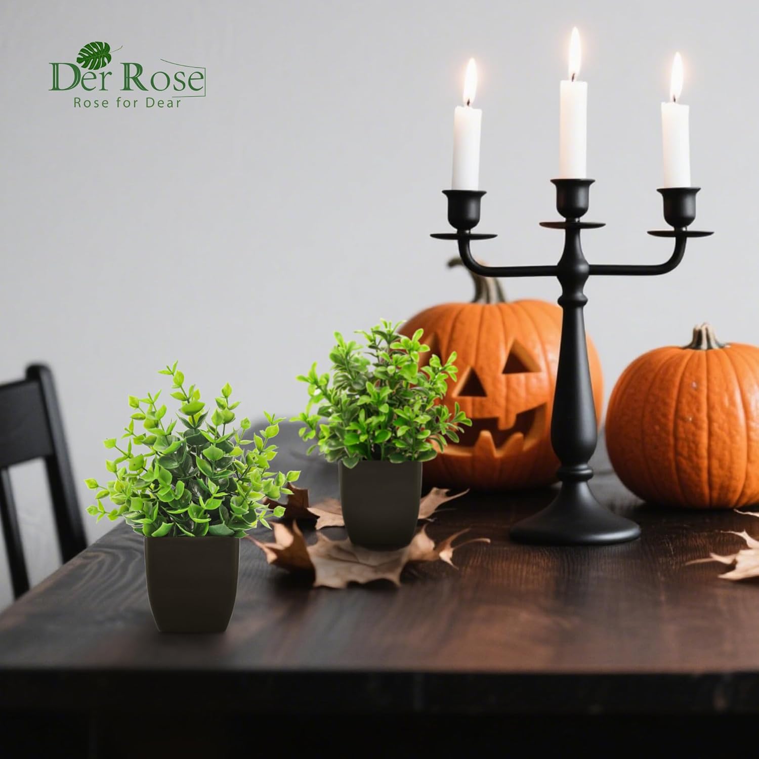 Der Rose 4 Pack Black Bathroom Decor Fake Plants Mini Artificial Greenery Potted Plants for Halloween Decor Indoor Office Table Room Farmhouse Decor - Image 2