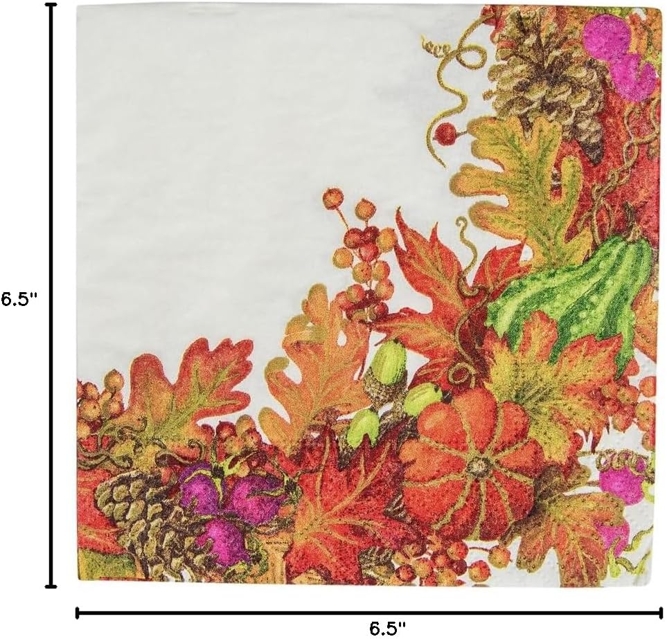 Harvest Garland White Luncheon Napkins - 20 Per Package