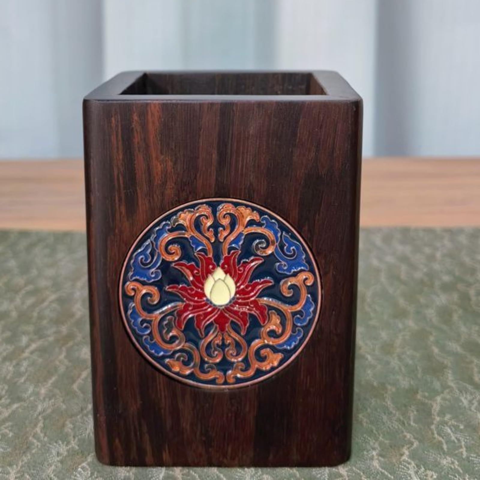 Portapenne in legno massello Mao portapenne, 10,5 cm, decorazione da tavolo ornamento