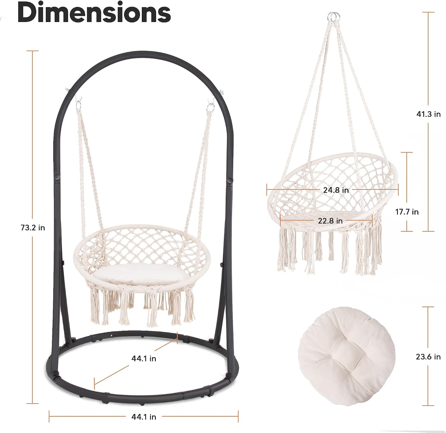 SUNCREAT Hammock Chair with Stand Included, Heavy Duty Hanging Chair with Stand, 330 lbs Capacity, Patent Pending, Beige