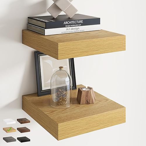 Miniatura 43 de Marsmiles Estantes flotantes para pared, 12D55W105H-WHT-2P Blanco (Simply White),Oak Finish,Mate negro,Marrón (Rustic Brown Finish),Acabado