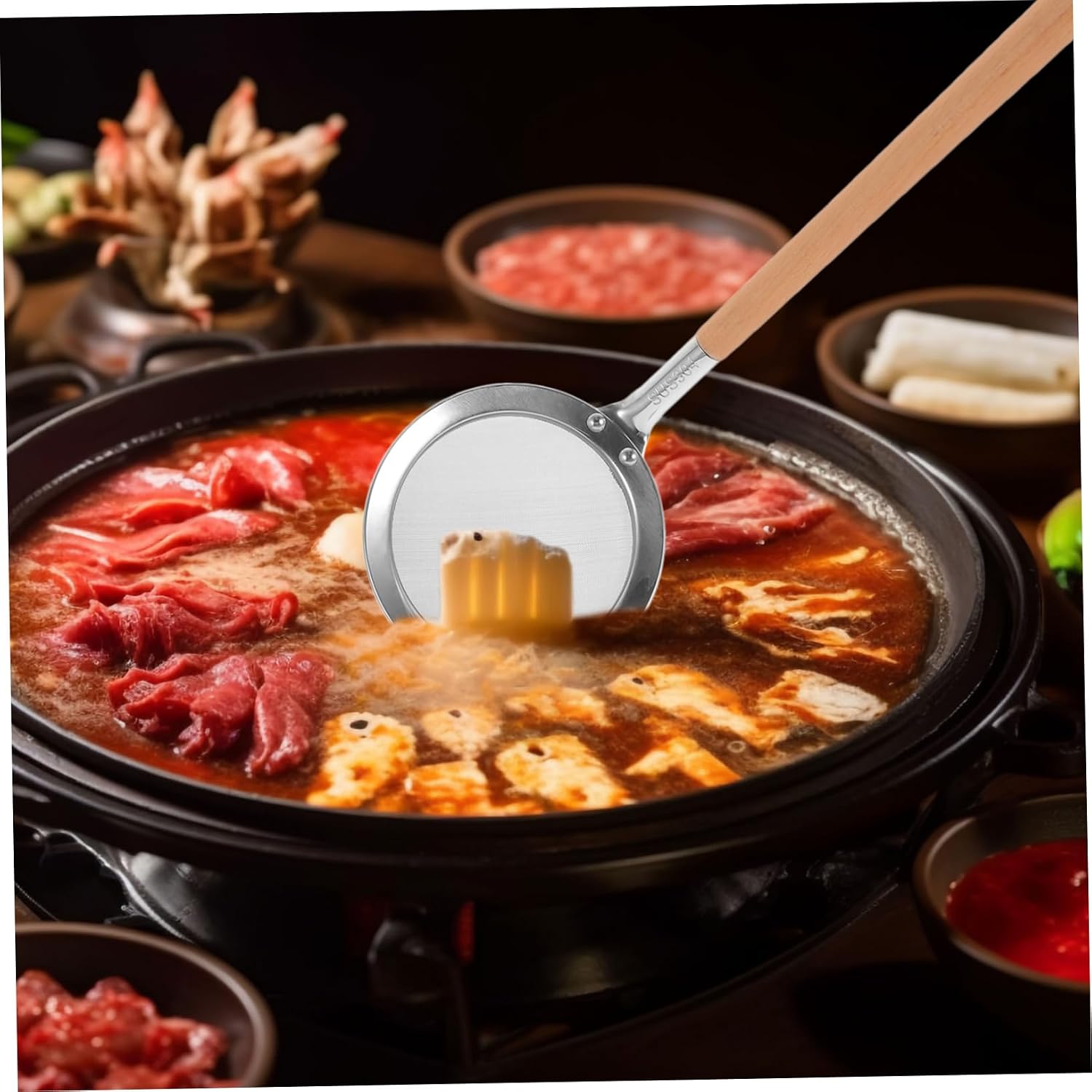 Hot Pot Skimmer Spoon with Long Handle Stainless Steel