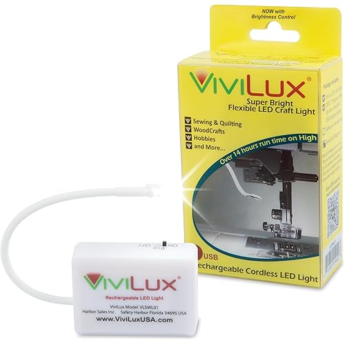 ViviLux LED Craft & Sewing Light, 1200 Lumens, Adjustable Task Light for Crafts and Hobbies, Rechargeable Battery, Mounts with Rare Earth Magnet – for Attachment to Metal Surfaces Only