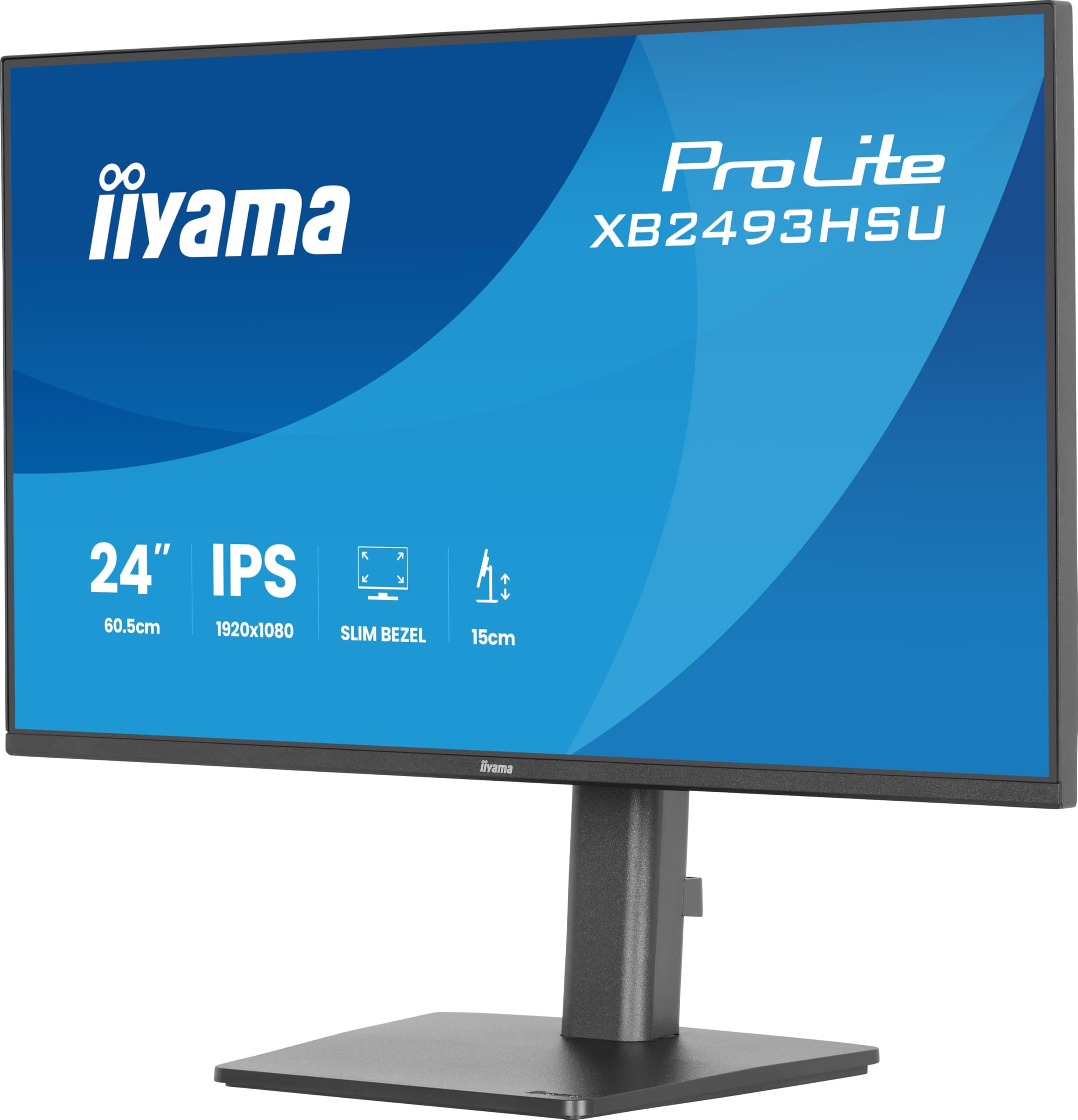 iiyama Prolite XB2493HSU-B1 60,5cm 23,8" IPS LED-Monitor Full-HD 120Hz HDMI DP USB2.0 Slim-Line Höhenverstellung Pivot Adaptive Sync Energieklasse C schwarz