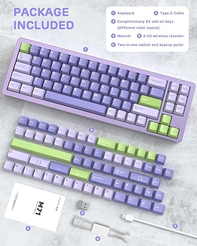 Miniatura 9 de ATTACK SHARK Teclado mecánico inalámbrico M71 75% TKL, CNC de aluminio completo, BT5.02.4GUSB-C, intercambio en caliente, LED RGB, teclado para