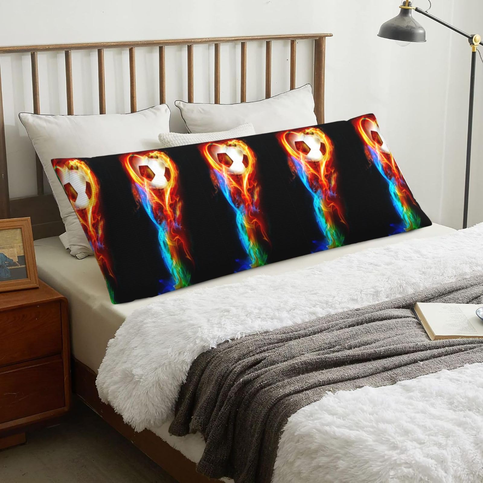 Soccer Printed, Body Pillow Cover with Zipper,Long Body Pillowcase 20 x 60 in