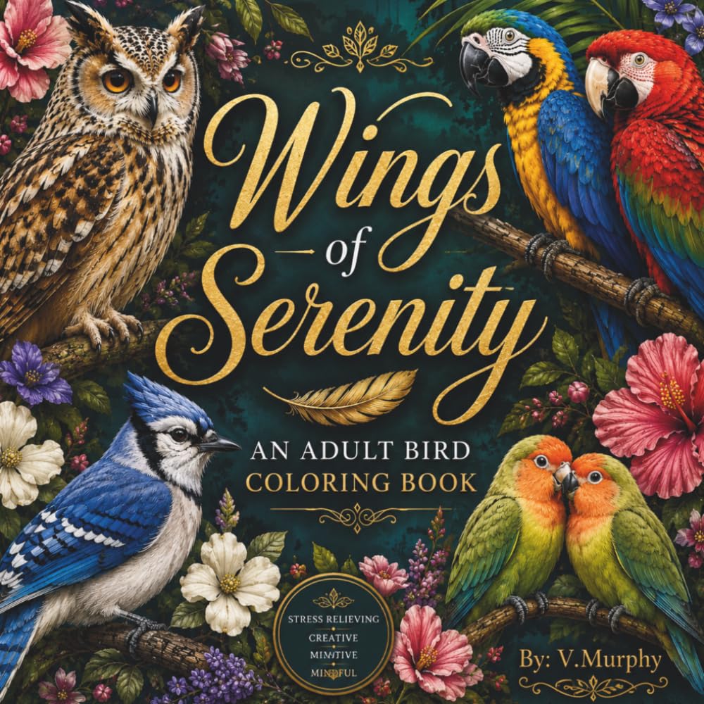 Wings of Serenity: Intricate Bird Designs for Relaxation, Mindfulness & Creative Escape