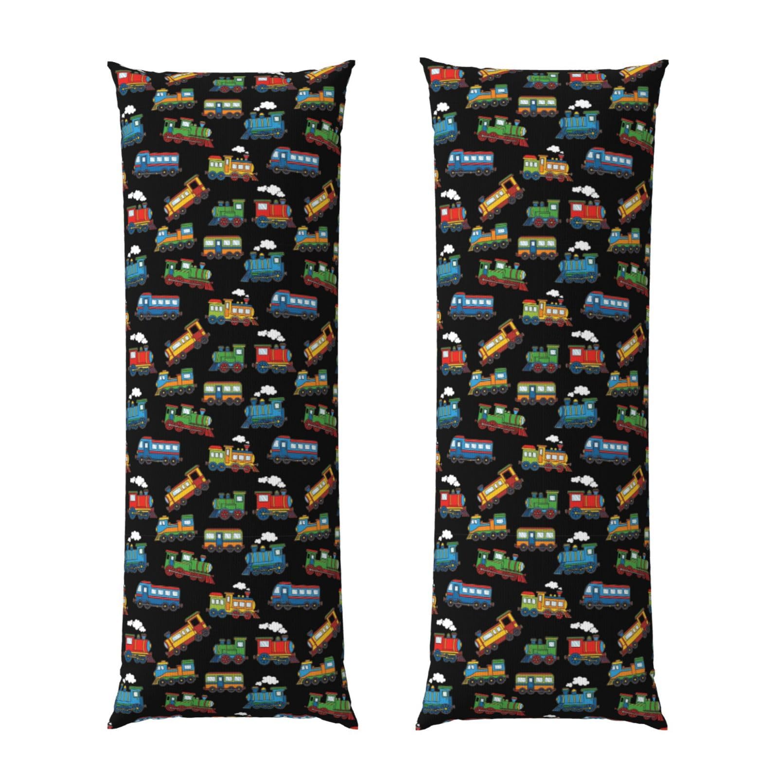 Body Pillow Cover 20x54 Inch, Cartoon Train Black, Plush Velvet Long Pillowcase with Zipper, Softffy Rectangular Case for Couch Bed Hotel Decor
