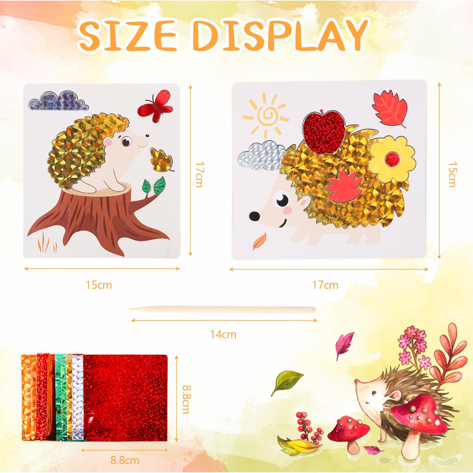 Studio De Scrapbooking 3 En 1 Kit DIY Hérissons En EVA - 24 Pièces + Accessoires - Loisirs Créatifs Enfants Activités Automne