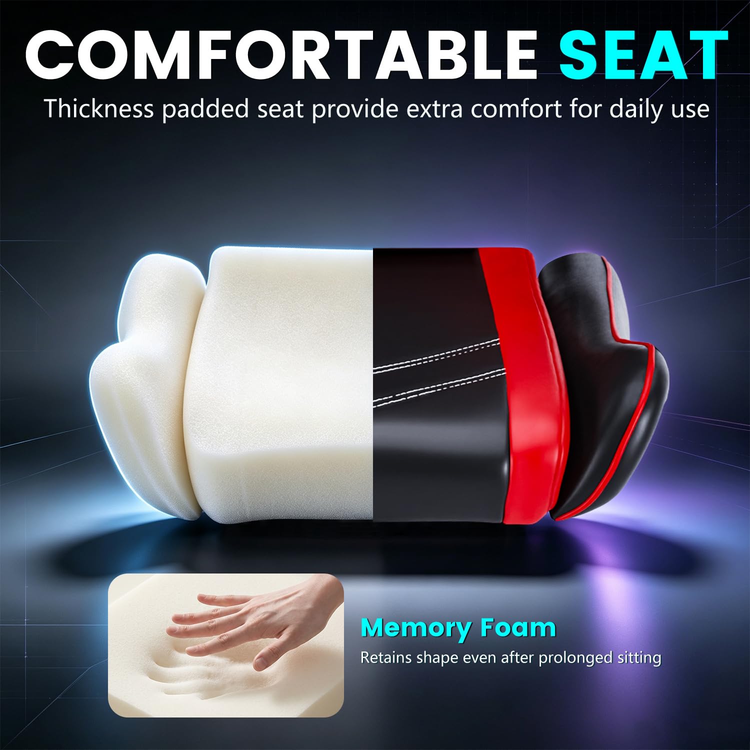 Sedia da gioco da ufficio, ergonomica, con poggiapiedi, braccioli, supporto lombare, poggiatesta, girevole, schienale alto, sedia da computer da corsa, per donne, uomini, adulti, ragazze, rosso