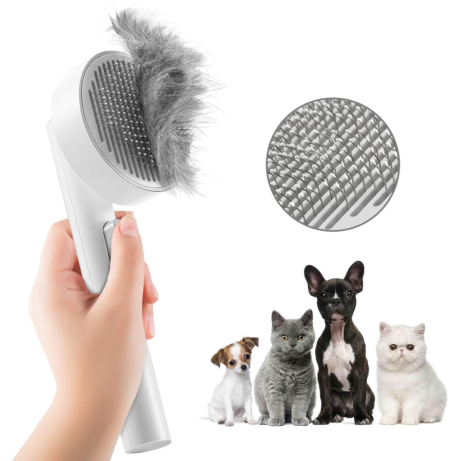 YEEKEN Cat Brush for Shedding and Grooming, Self Cleaning Slicker Brushes for Dogs Cats Pet Short or Long Hair, Grooming Brush for Puppy…