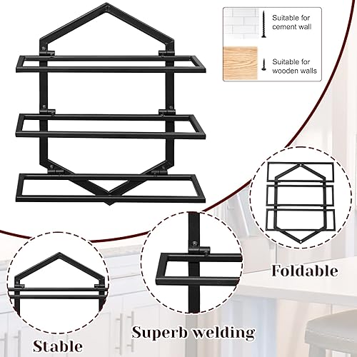 Miniatura 3 de YALINKA 2 piezas de estante de copas de vino montado en la pared, soporte de metal para colgar copas de vino con capacidad para 3 botellas,