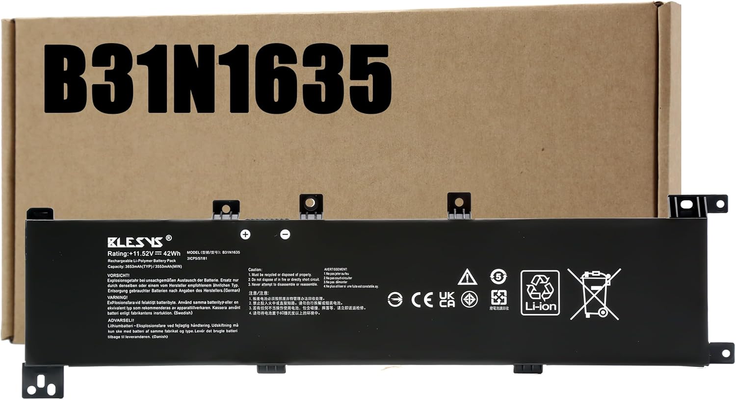 BLESYS B31N1635 Akku für Asus R702U N705U X705U R702UA N705UD F705U F705Q X705M X705MA N705 A705 Lap…