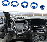 Vista 10 de Jimen Cubierta para perilla Silverado 2022+, 5 piezas de botón de volumen de audio de consola central, control de clima CA, perilla de faro, ajuste