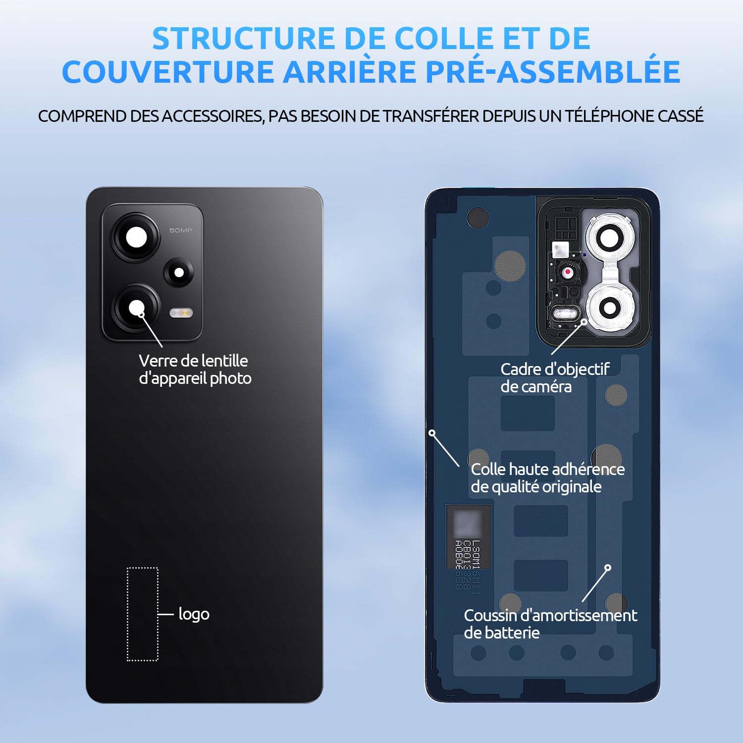 Vitre Arrière Cache Batterie pour Xiaomi Redmi Note 12 Pro 5G Bleu