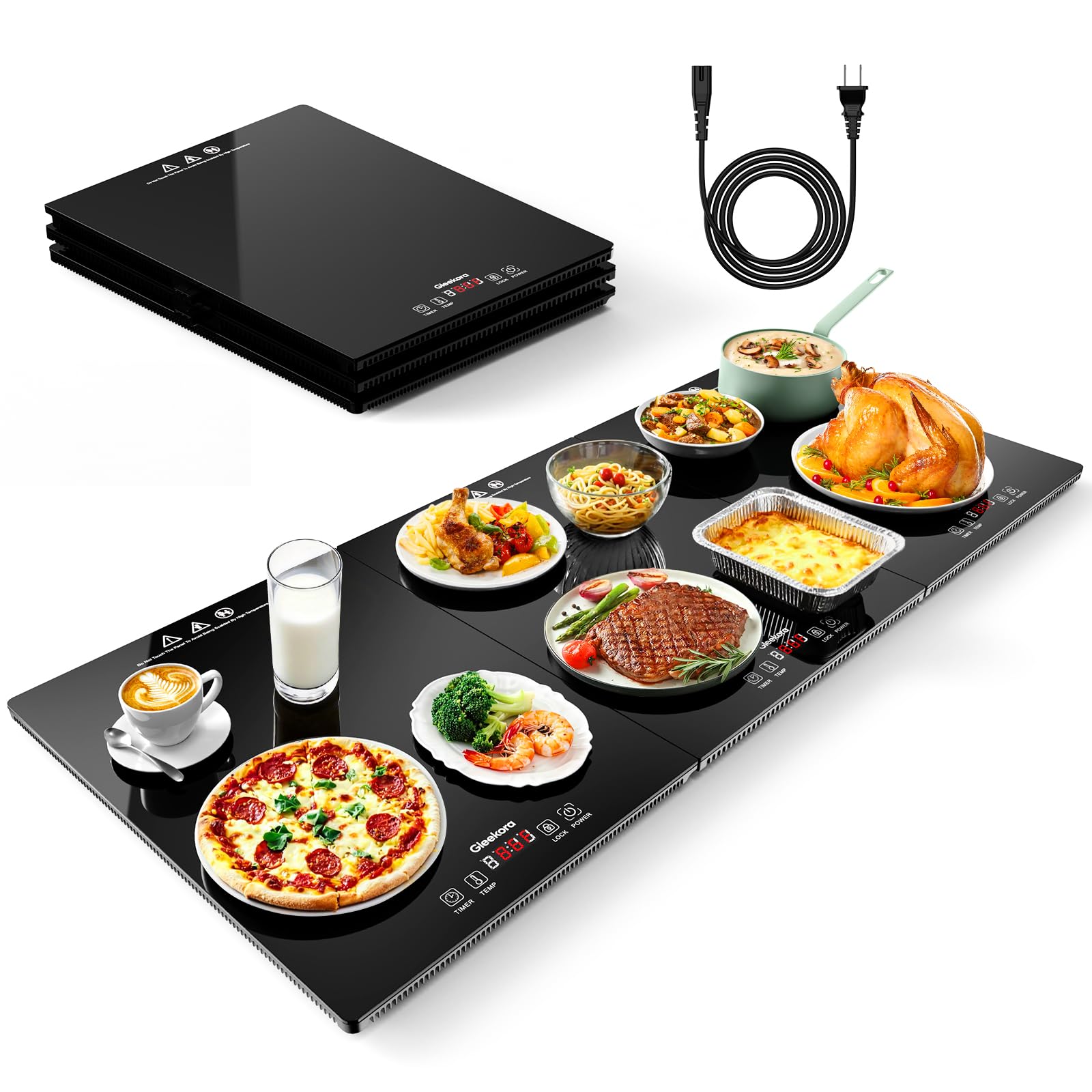 3-in-1 Food Warming Tray with Independent Temp &amp; Timer