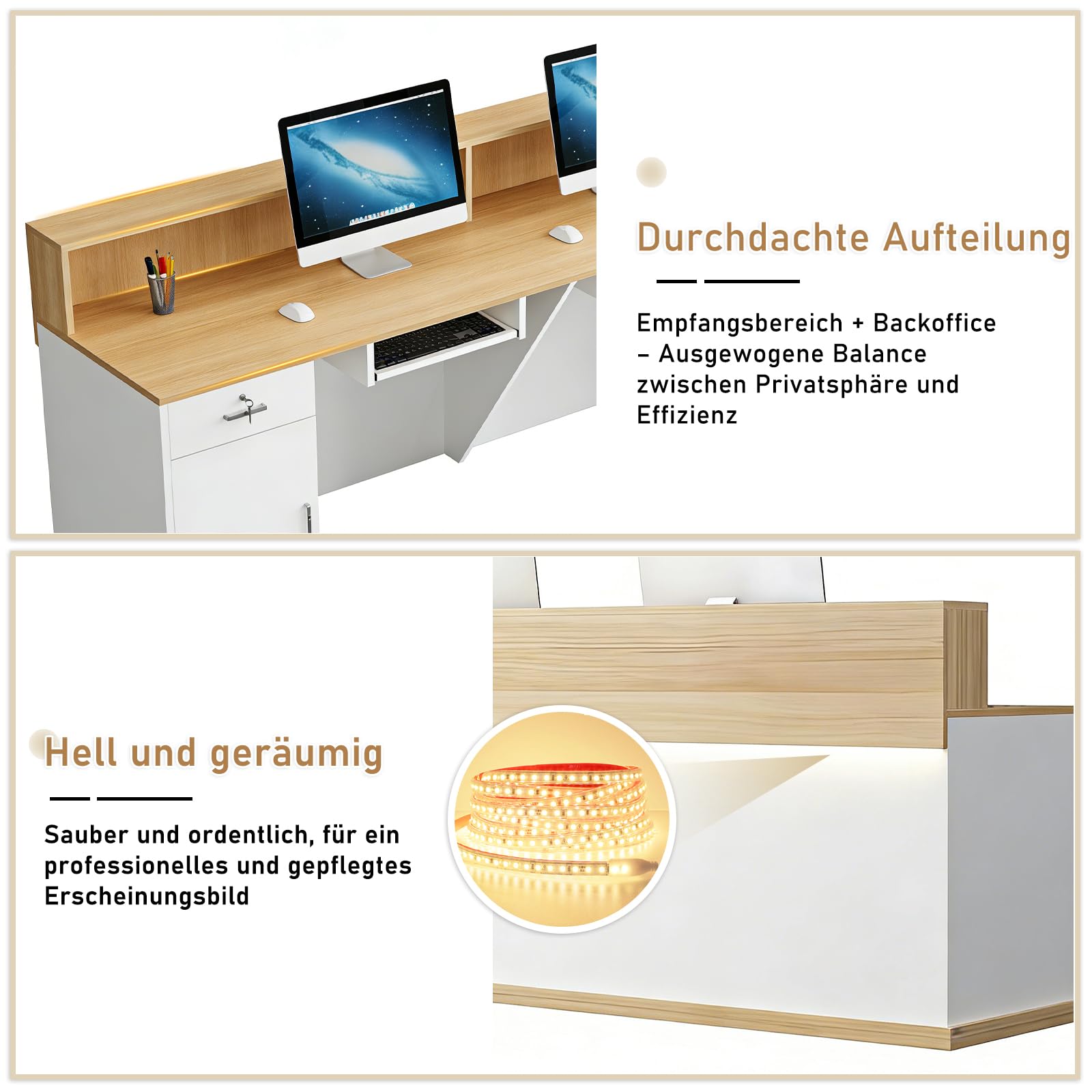 Empfangstheke mit Schubladen Holz Rezeptionstheke für Hotel Salon Geschäft