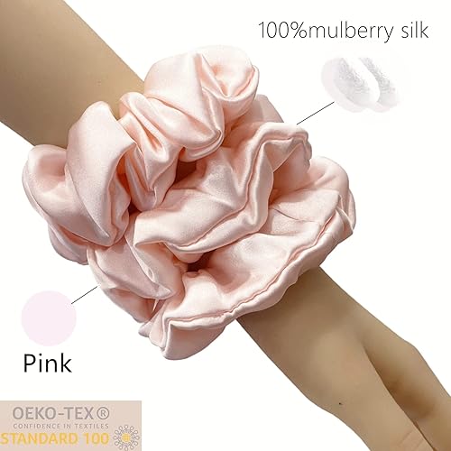 Miniatura 6 de Suncdelv Seda, coleteros 100% seda para el cabello, lazos para el cabello de 22 momme para antiarrugas y roturas, accesorios naturales para el