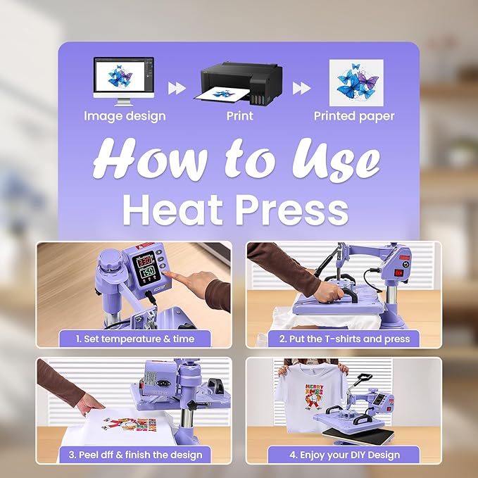 Prensa de Calor AKEYDIY 15x12 Pulgadas, Máquina 8 en 1 para Camisetas, Gorras, Tazas miniatura 8