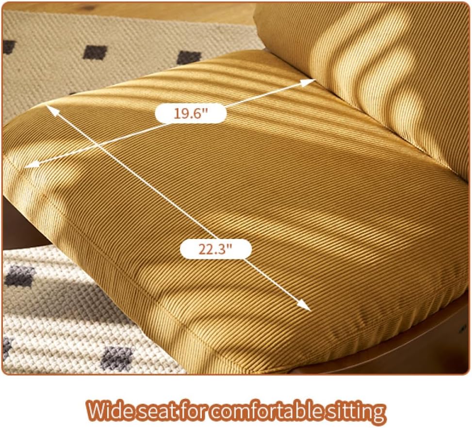 Comfortable Glider Rocking Chair, Solid Wood Frame, Perfect for Multiple Settings Accent Reading Chair for Bedroom,Living Room,Nursery (Orange + Fabric)