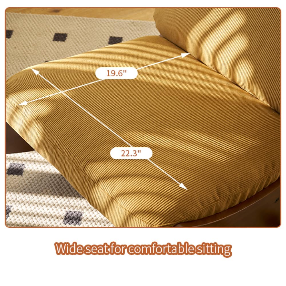 I0I&I0I Brandless Schaukelstuhl Mit Holzrahmen Gepolstert Bequemer Relax Sessel Für Wohnzimmer Schlafzimmer Stillzimmer Lesen Entspannen (Orange + Fabric + Wood)
