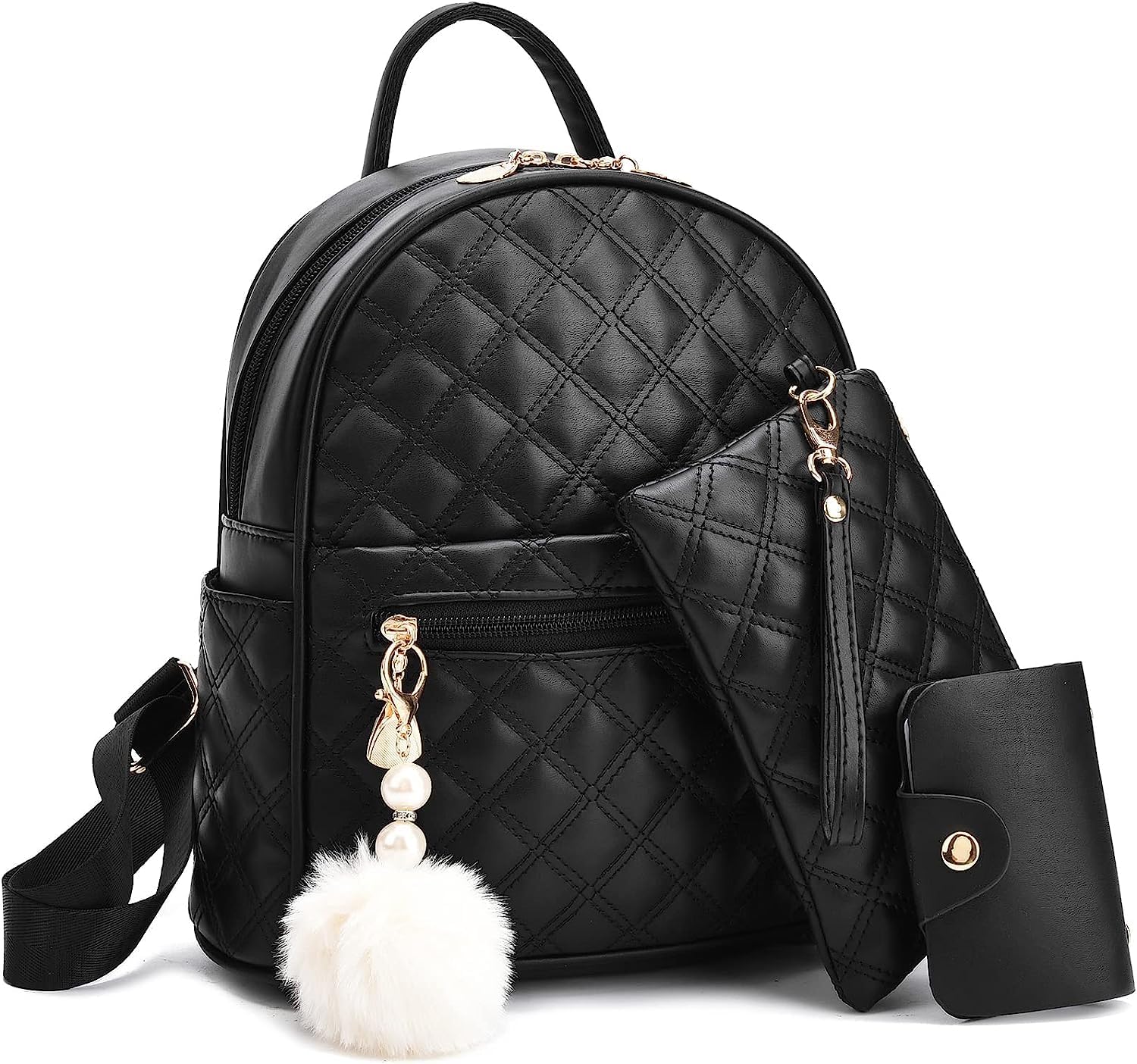 alice Girls 3-PCS Fashion Cute Mini Leather Backpack sling & pouch set for Women//Rakhi gift for Sister (blk)-picture-17