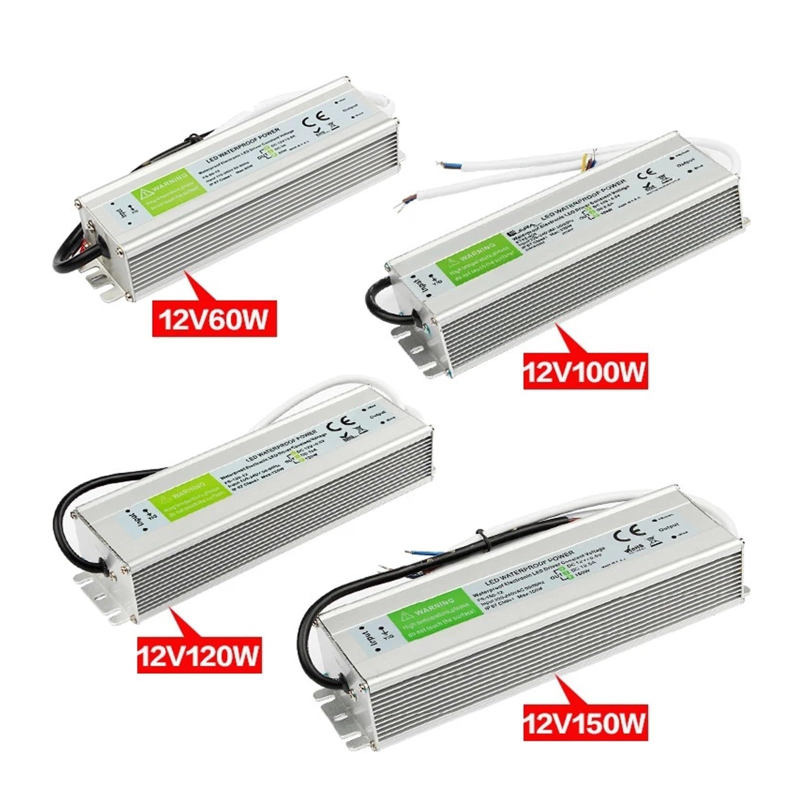 AC110V-260V a DC12V/24V 10W 20W 30W 50W 80W 100W IP67 trasformatore LED impermeabile alimentatore elettronico in lega di alluminio(10W,DC 12V)