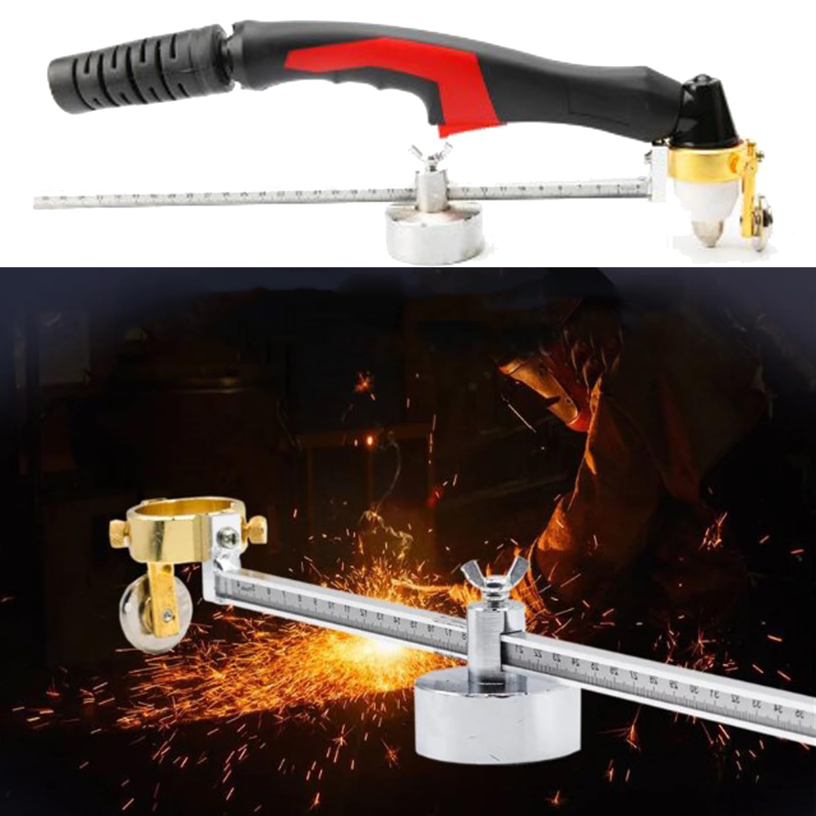 Torche de Coupeur de Plasma, Boussole pour Torche de Découpe P80,Guide de Cercle de Torche de Coupeur de Plasma,Boussole de Découpe Au Plasma,Torche de Découpe Au Plasma avec Règle D'échelle