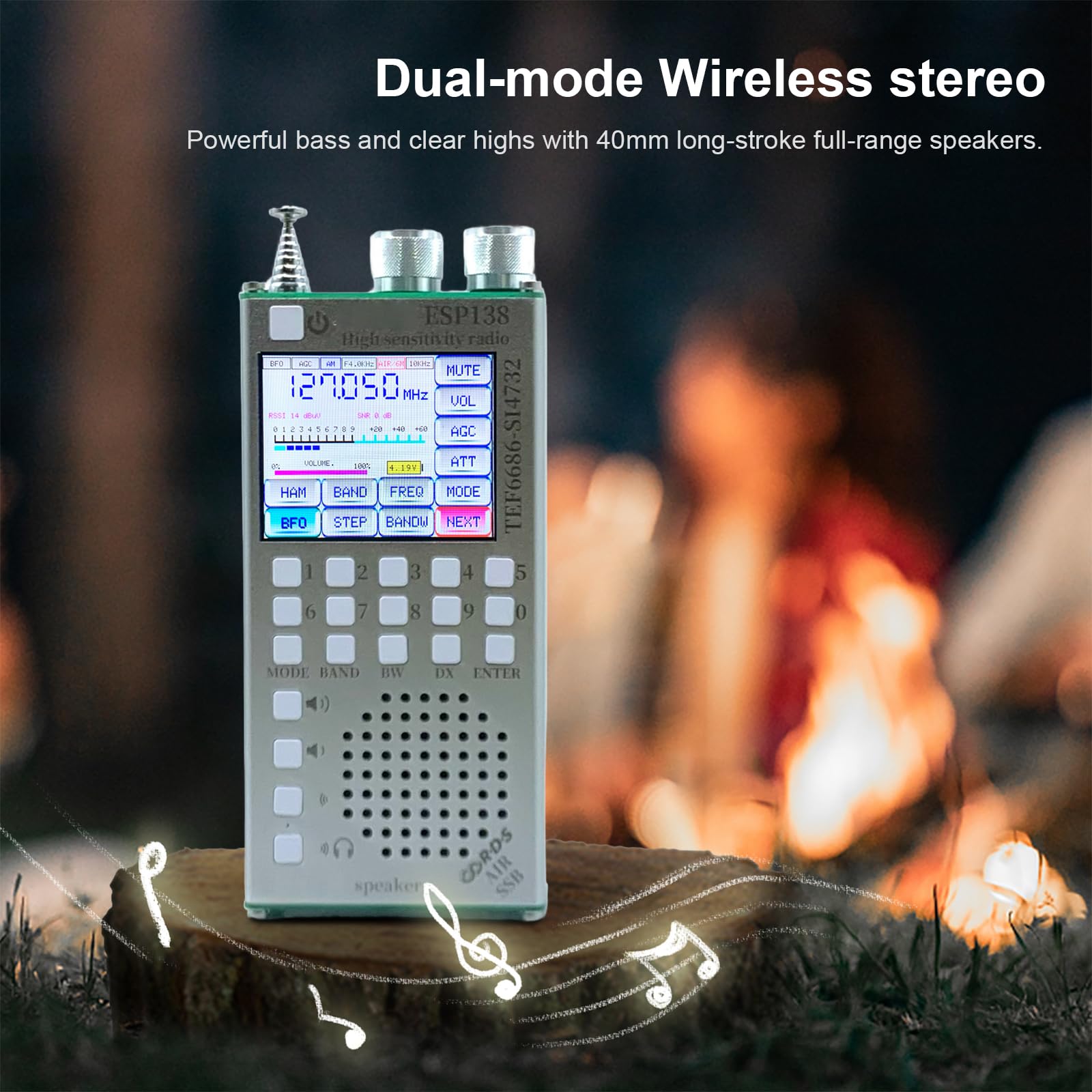 Receptor de radio portátil TEF6686 BT RDS Data Radio Receiver (Plata)