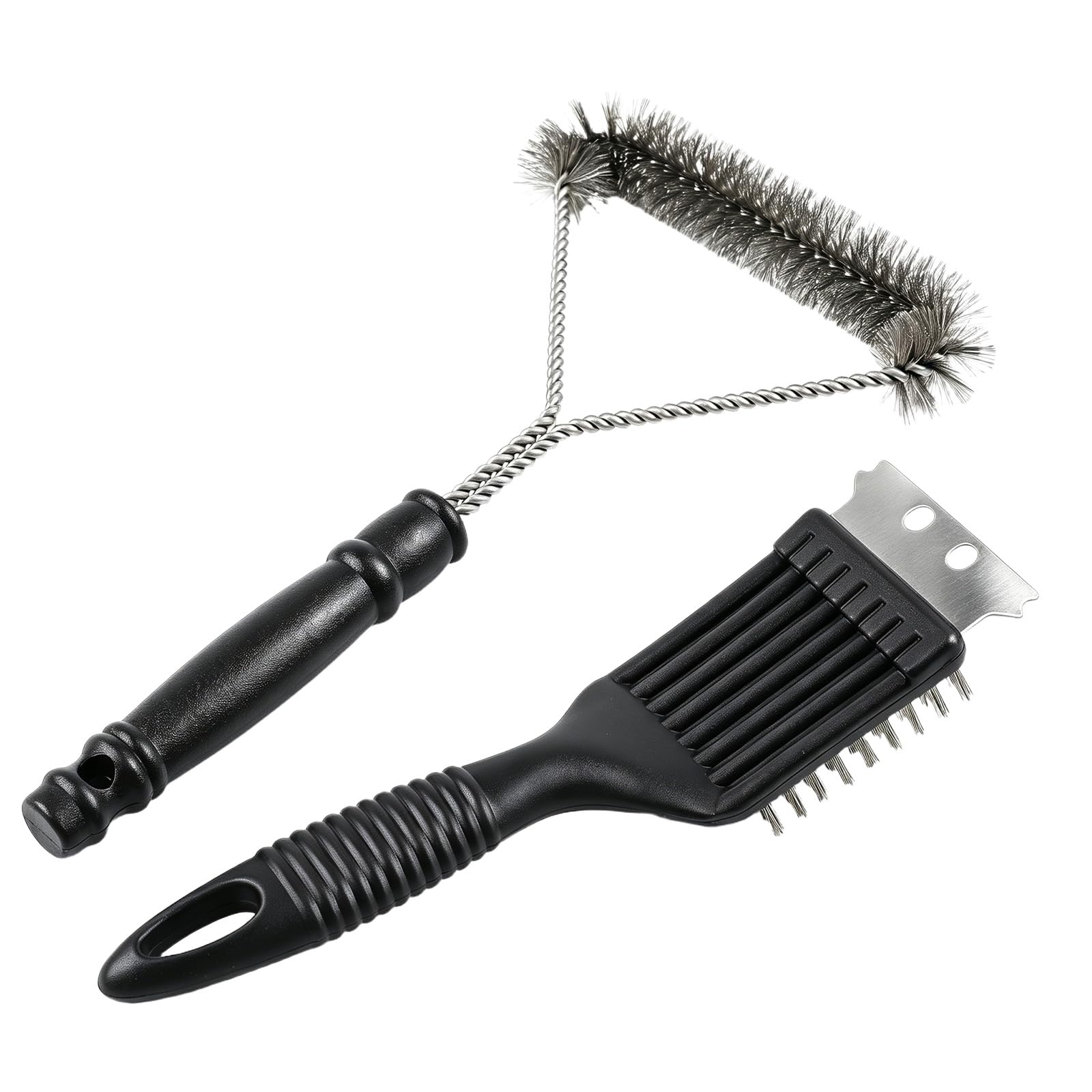 hautllaif 2 Pcs BBQ Cleaning Kit, Stainless Steel Wire Brush with Scraper