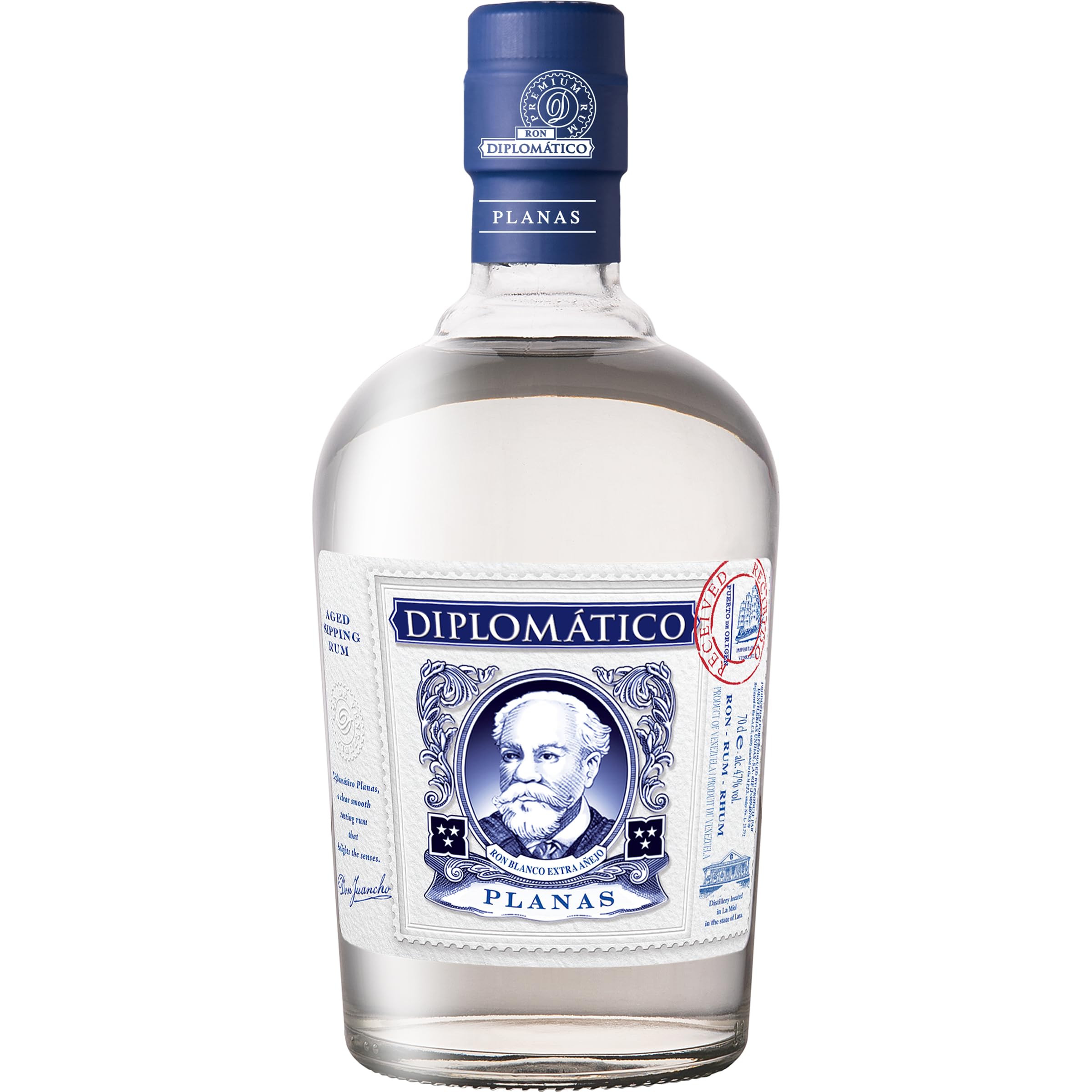 Diplomático Planas - Premium White Rum from Venezuela - 47% ABV - 70cl Bottle