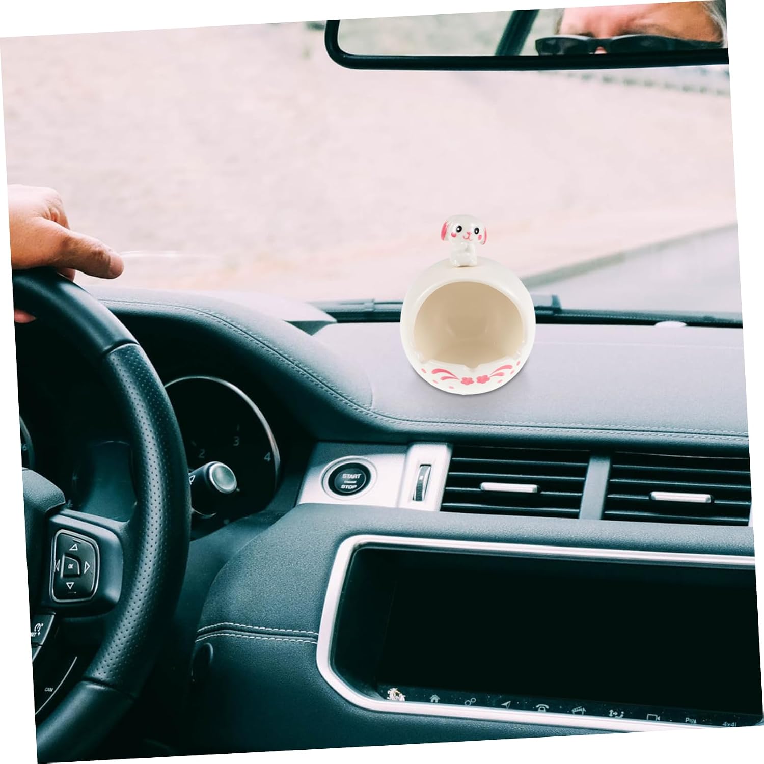 Gatuida Retro Style Automotive Ashtray Ceramic Rabbit Design Indoor Outdoor for Smokers Easy Cleaning