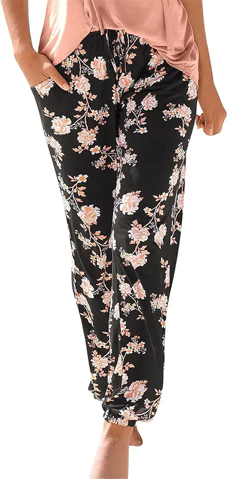 Pantalón Boho Tallas Grandes con Estampado Floral y Cintura Elástica