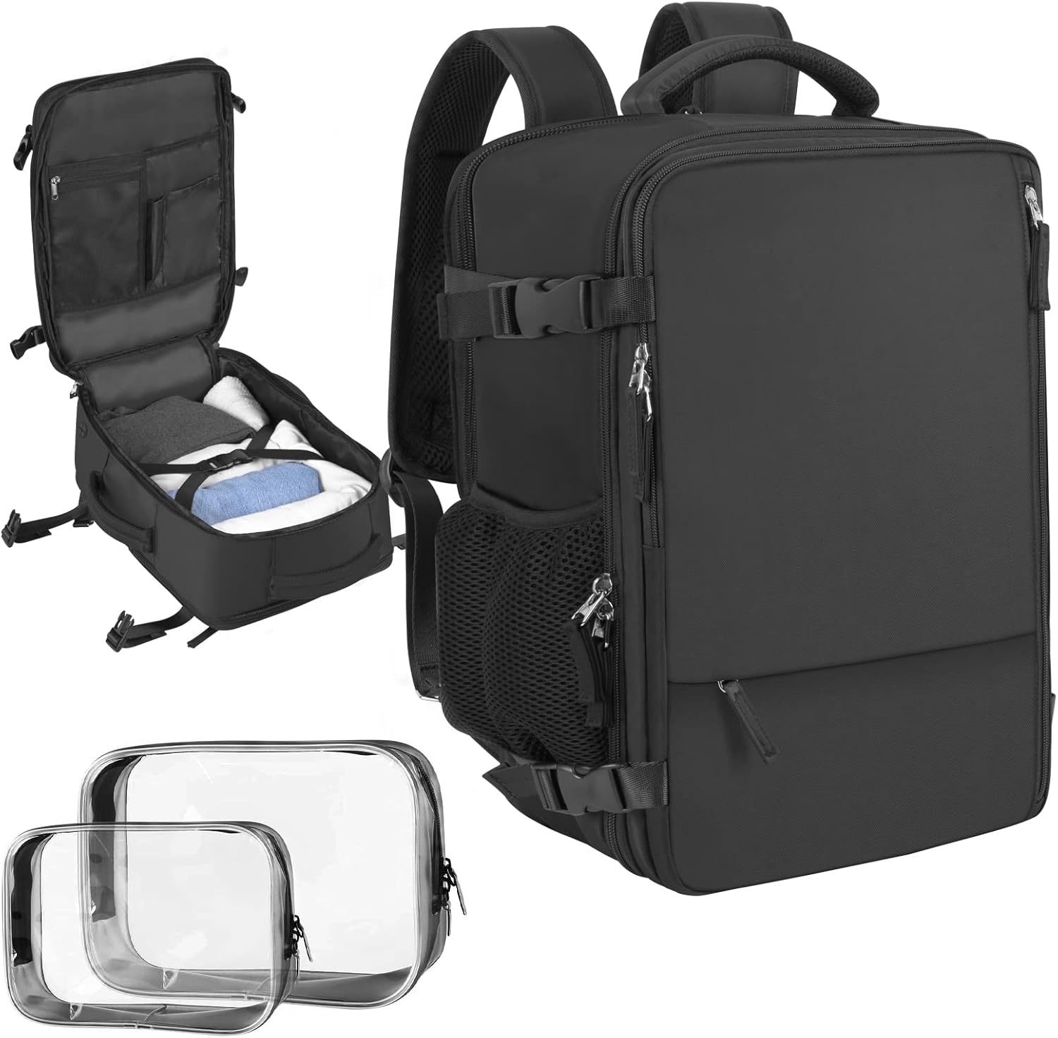 Snoffic Large Travel Backpack, Under Seat CarryOn 17.3” Laptop
