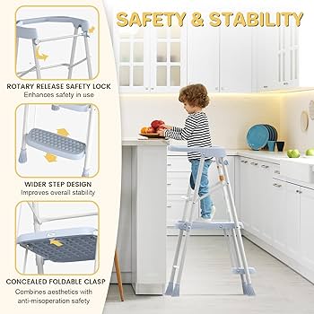 Jocauto 2-Step Folding Kitchen Ladder with Non-Slip Design