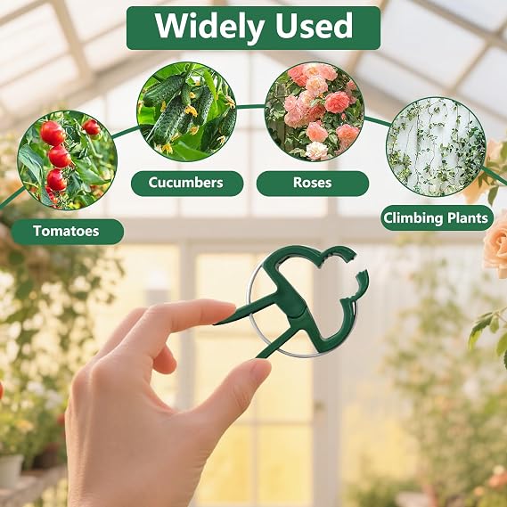 Garden Plant Clips with Adjustable Plant Ties, Plant Clips for Climbing Plants, Plant Support Clips for Vine Tomatoes Garden Vegetables (50 Large Clips, 50 Small Clips, 20 Ties)