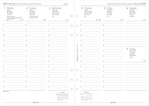 Miniatura 4 de Filofax The Original Organizador, tamaño A5, negro, cuero, seis anillos, calendario semanal para ver, multilingüe, 2024 (C022509-24)