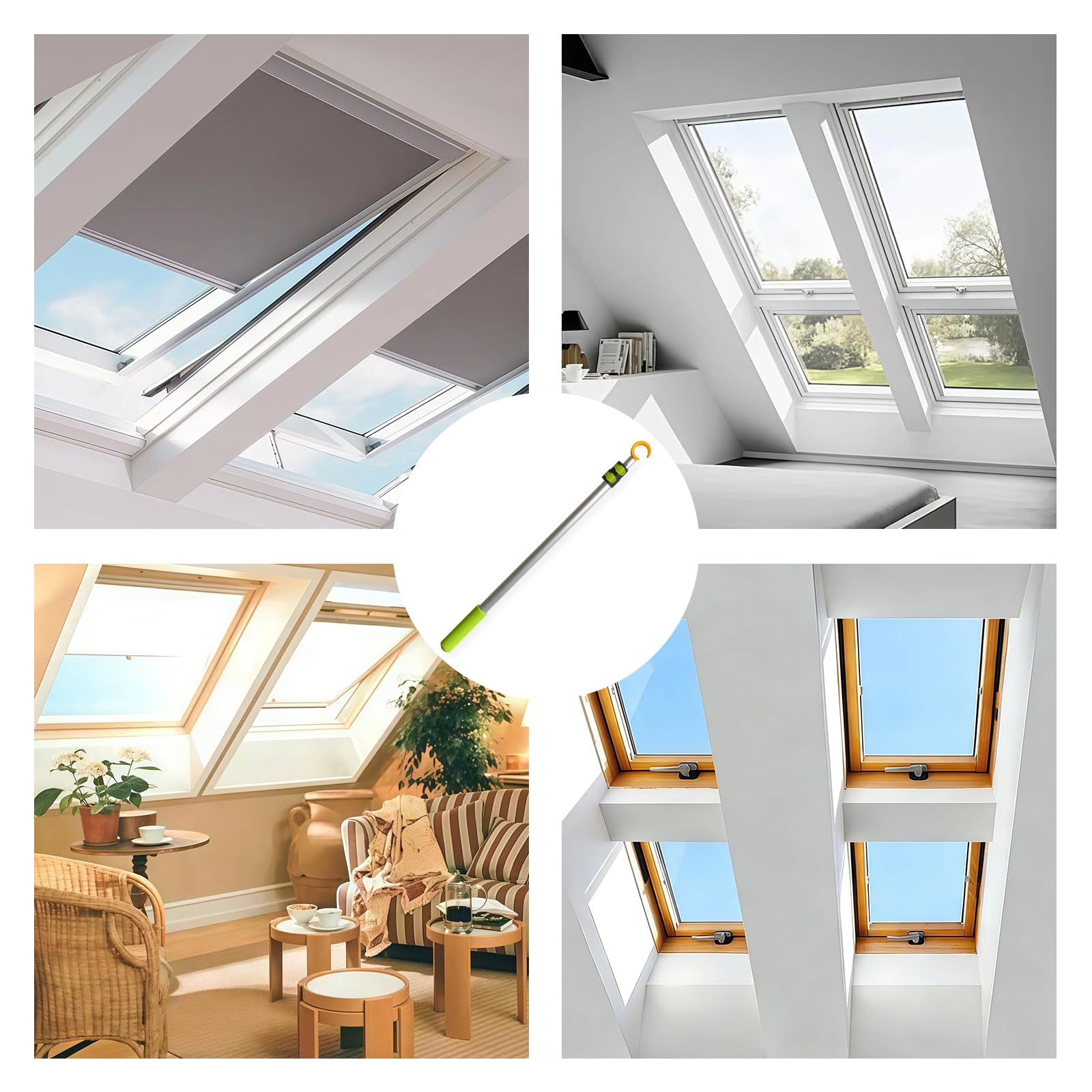 Fensteröffner Stange Für Velux Dachfenster Stange Zum Öffnen - Teleskopstange Fenster Öffnen Fenstergriff Verlängerung Mit Stockhaken Fensteröffner Verlängerung Dachluken Haken Window Opener 80-190cm