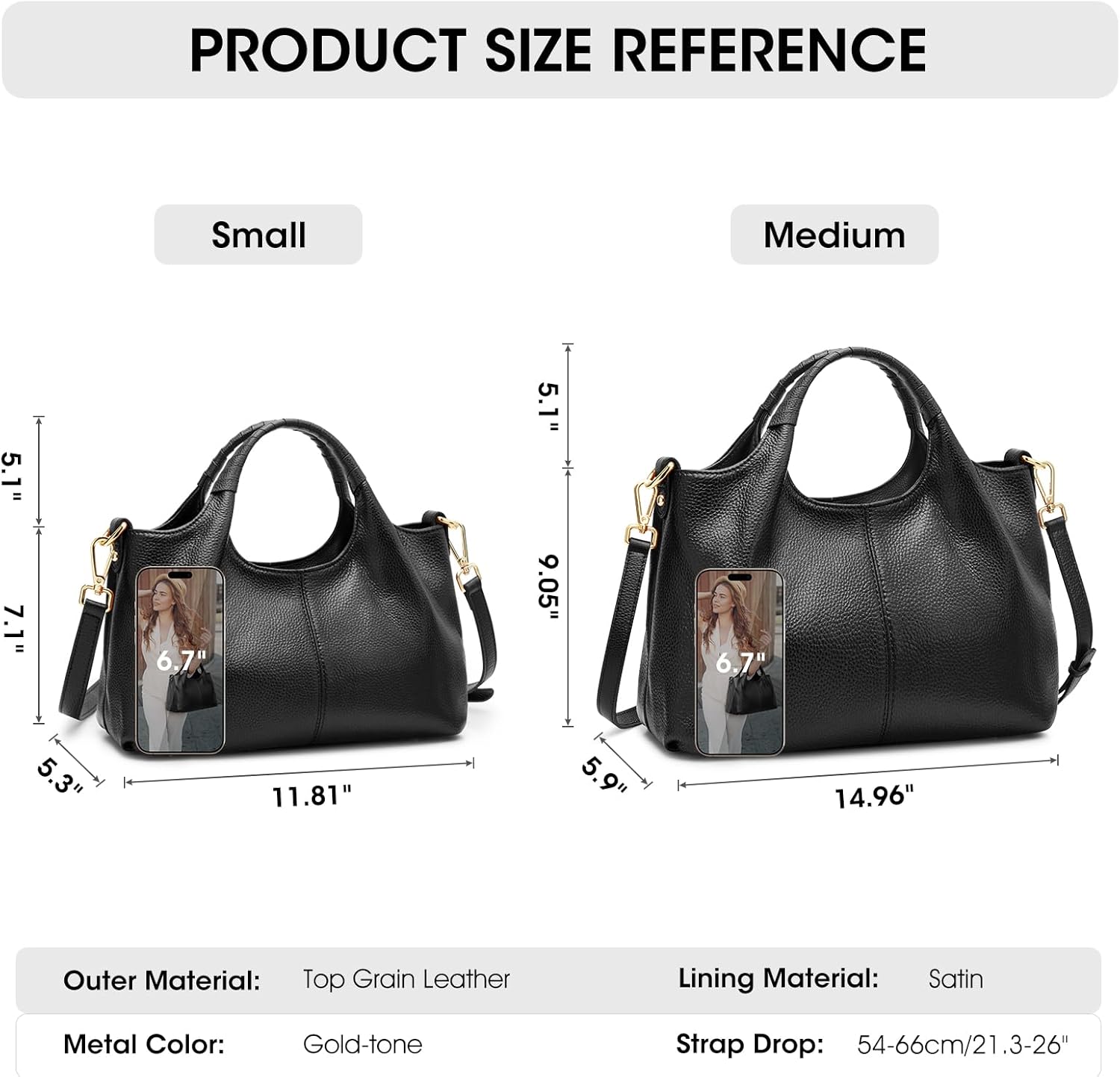 Kattee Leather Purses and Handbags for Women, Small Medium Crossbody Bags Trendy, Soft Shoulder Satchel Bags - Image 4