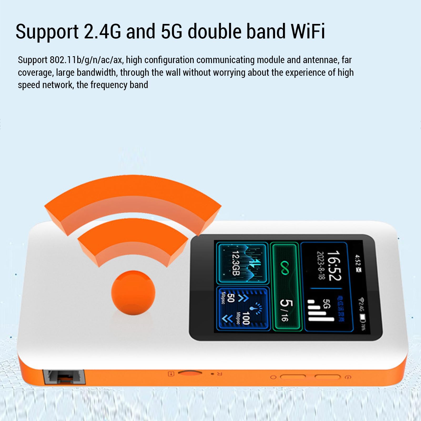 Aramox Dispositivo Hotspot Mobile WIFI 5G Portatile con Batteria da 10000 | Chipset MT6877, Doppia Banda da 2,4 GHz/5,8 GHz, Supporta 16 Utenti, Ricarica Rapida PD3.0, Router da Viaggio con Slot per