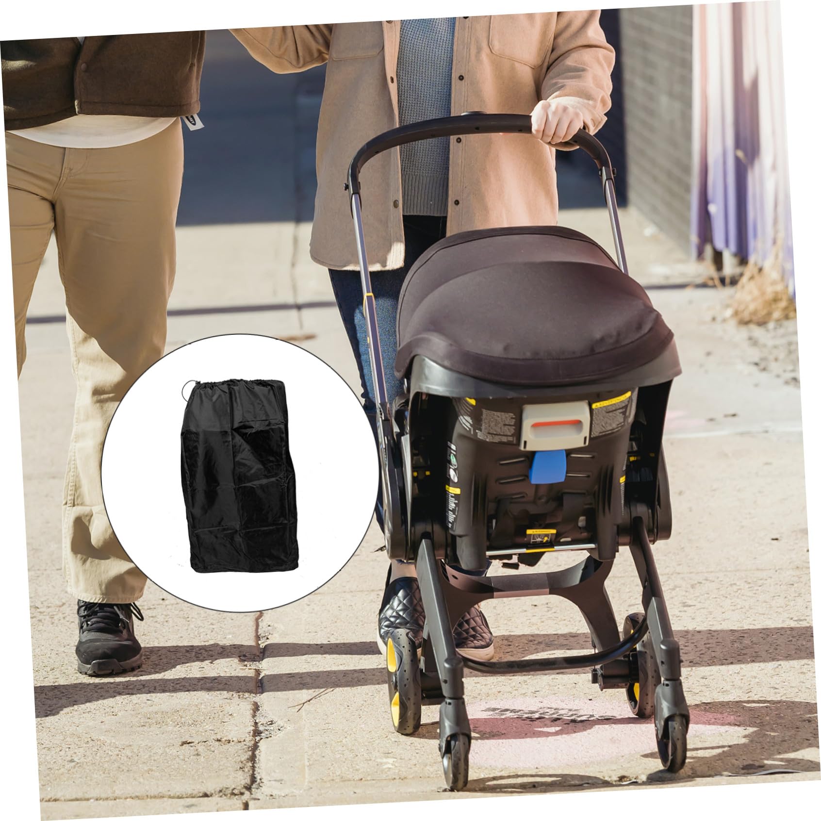 ORFOFE Borsa da Viaggio per Passeggino in Nylon Nero Tracolle Doppie e Chiusura Regolabile per Viaggi in Aereo e Trasporto Confortevole