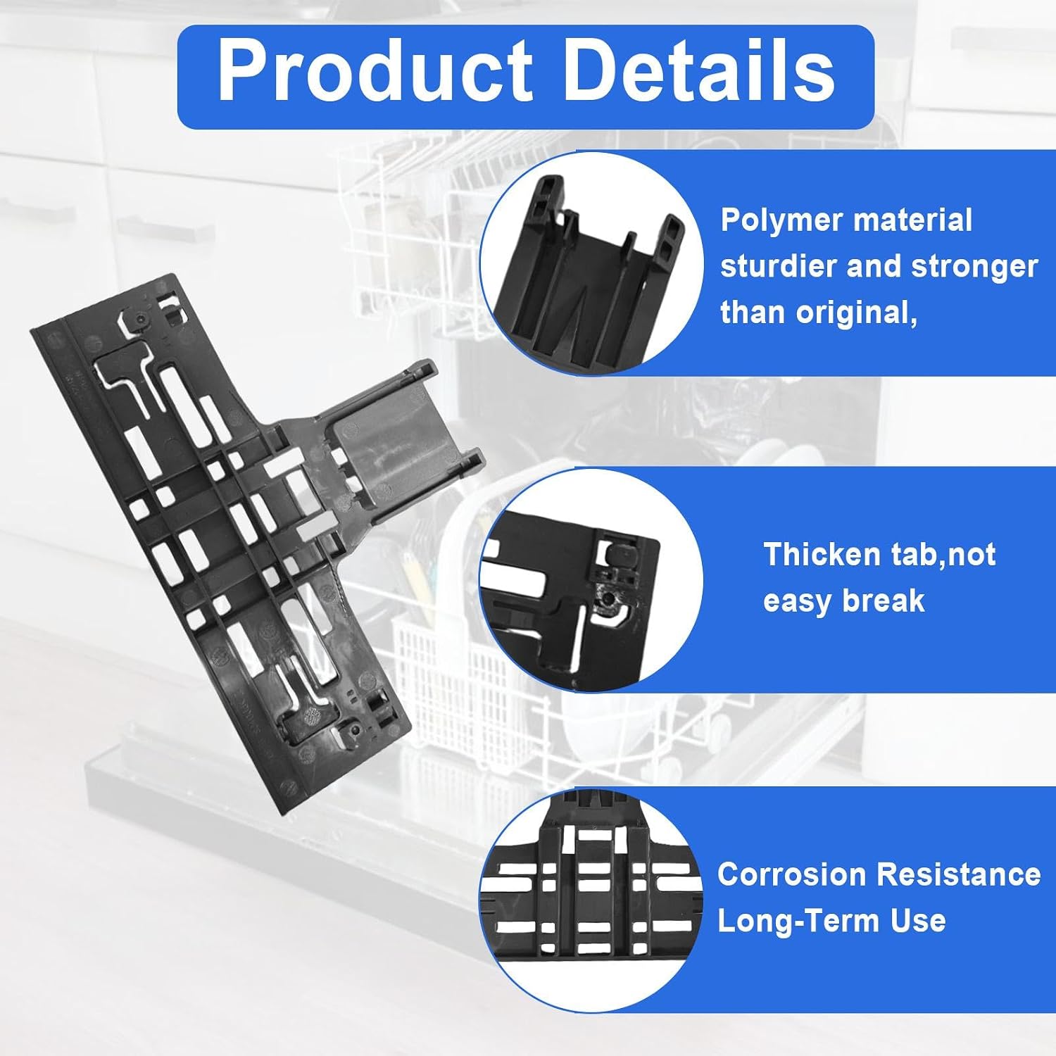 W10546503(2) W10195840(2) W10195839(2) W10250160(2) Dishwasher Top Rack Adjuster Compatible with Whirlpool KitchenAid Kenmore Maytag Dishwashers Replaces W10306646 PS11756150 (8 pcs)