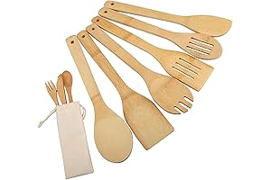 Bamboo Wooden Utensil Sets with 3 Reusable Travel Utensils